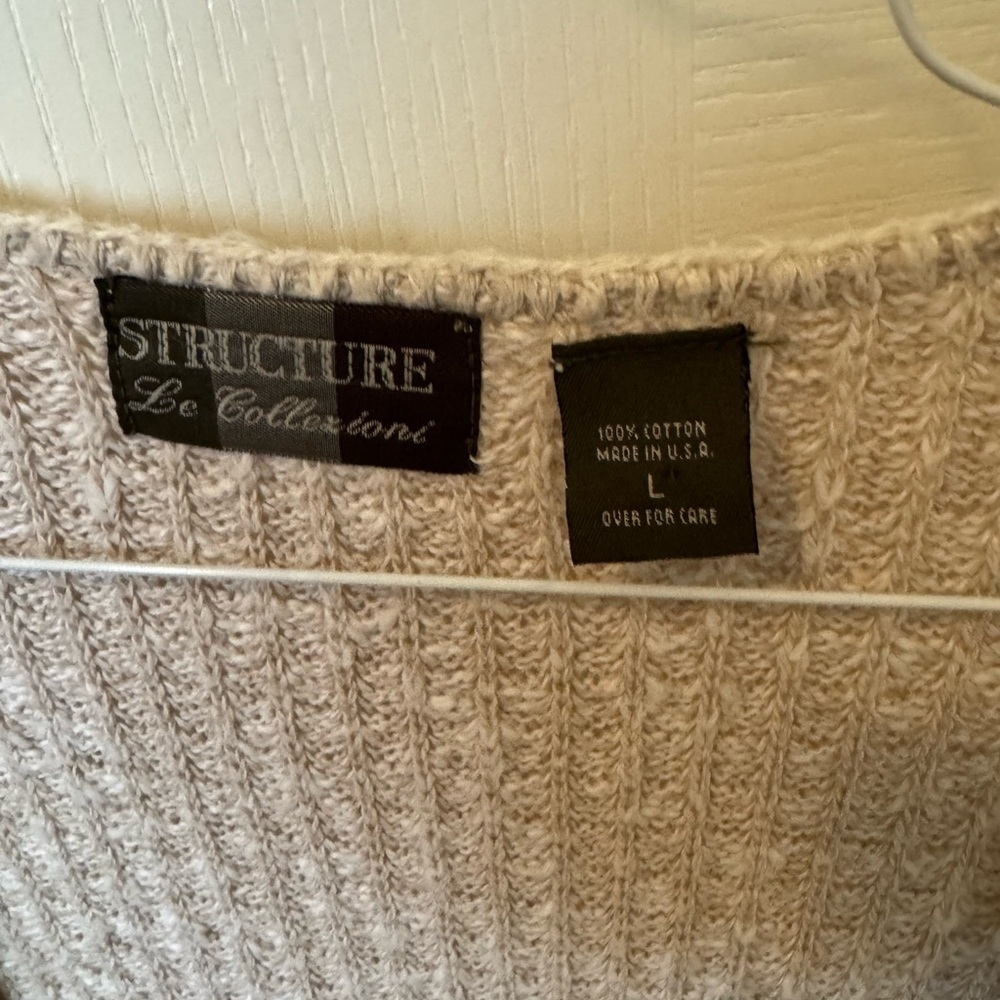 VINTAGE Cream Cardigan Sweater with Ribbed Texture by STRUCTURE 80’s